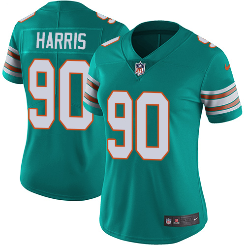 Nike Miami Dolphins #90 Charles Harris Aqua Green Alternate Women Stitched NFL Vapor Untouchable Limited Jersey